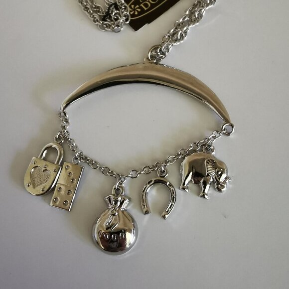 Good Luck Charms Necklace Silver Pendant D'Orlan 90s Lucky Dangles 24" Chain - Picture 3 of 8